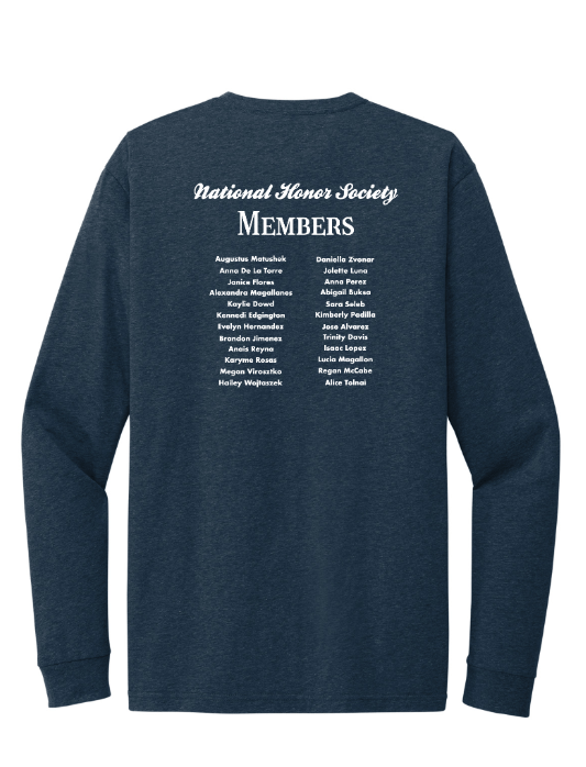 Custom Apparel - Screen Printing - 2024 NHS Shirts - Adult Unisex Long Sleeve T-Shirt - 2024 NHS Shirts - 16742