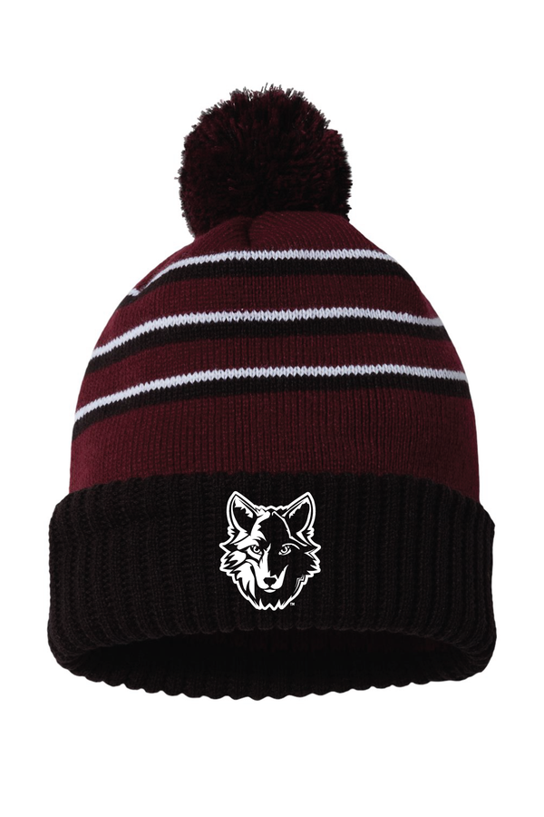 Okemos - Richardson Stripe Pom Cuffed Beanie (Embroidery on Demand)