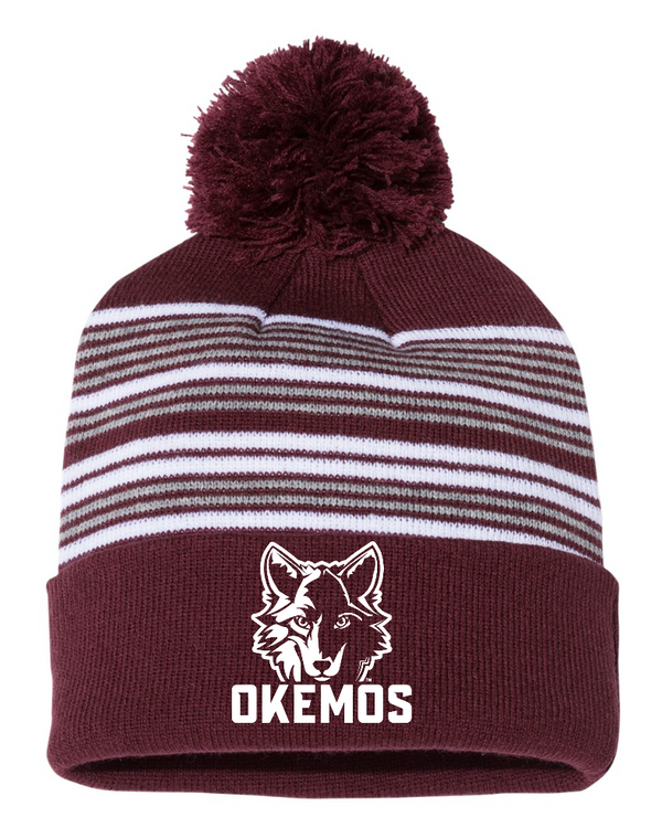Chippewa Middle School - Striped Pom-Pom Knit Beanie