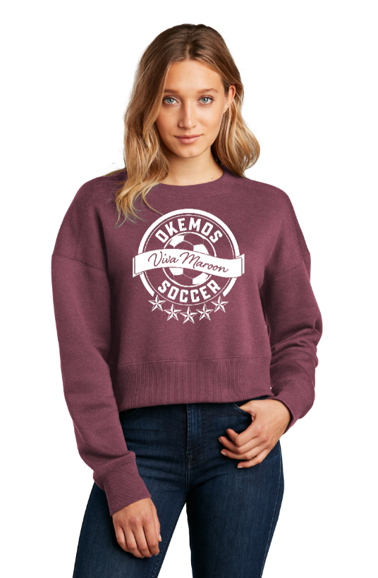 Okemos Soccer - Women's Maroon Cropped Fleece Crew