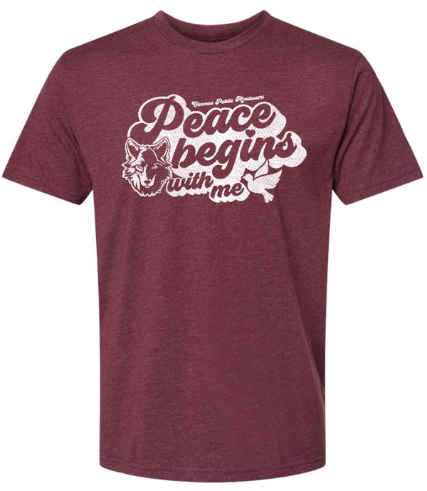 Okemos Montessori - Adult Unisex "Peace Begins with me" T-Shirt