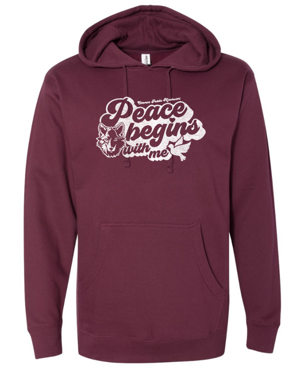 Okemos Montessori - Adult Unisex "Peace Begins with me" Hooded Sweatshirt