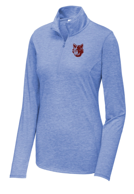 Okemos Montessori - Ladies Adult Tri-Blend Wicking 1/4 Zip Pullover