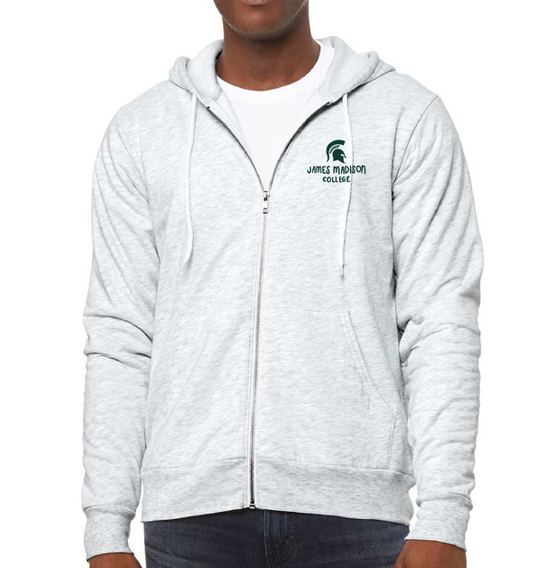 James Madison - Unisex Adult Zip Up Hoodie - Ash