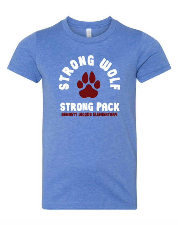 Custom Printed Apparel | Bennett Woods 18229 | Youth "Strong Wolf, Strong Pack" T-Shirt - Bennett Woods - 18229