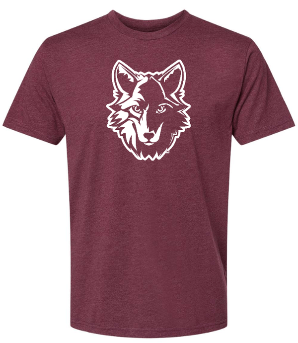 Custom Apparel - Screen Printing - Bennett Woods Back to School 2024/25 - Adult Maroon Wolf Head T-Shirt - Bennett Woods Back to School 2024/25 - 16349