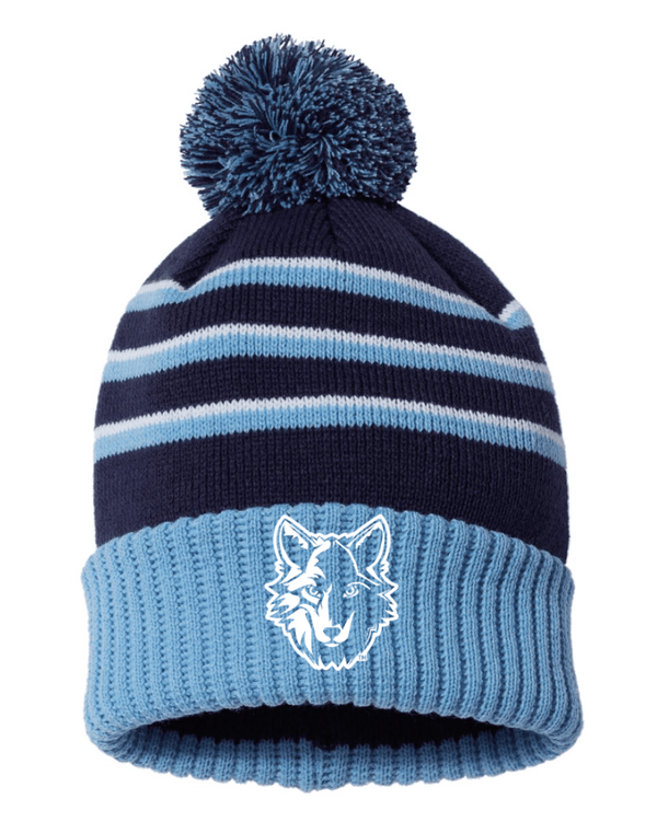 Custom Apparel - Screen Printing - Bennett Woods - Striped Pom Cuffed Beanie - Bennett Woods - 14956