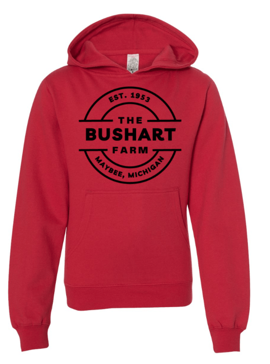 Custom Apparel - Screen Printing - Bushart Farms - Youth Hooded Sweatshirt - Youth Hoodie - Bushart Farms - 14732