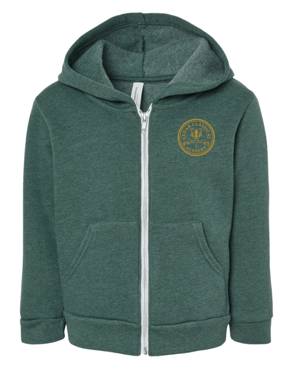 Custom Apparel - Screen Printing - Cedar Classical Academy - Toddler Sponge Fleece Full Zip Hoodie - Cedar Classical - 16866