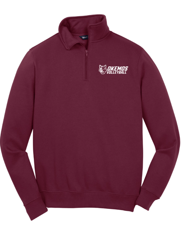 Custom Apparel - Screen Printing - CMS Okemos Volleyball - Adult 1/4 Zip Sweatshirt Maroon - CMS Okemos Volleyball - 16494