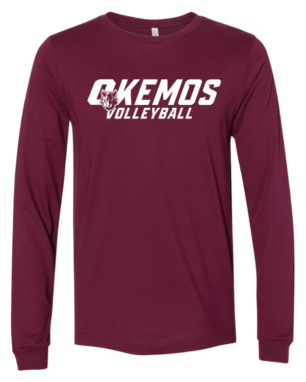 Custom Apparel - Screen Printing - CMS Okemos Volleyball - Adult Long Sleeve T-Shirt Blue/ Maroon PERSONALIZATION AVAILABLE - CMS Okemos Volleyball - 16494