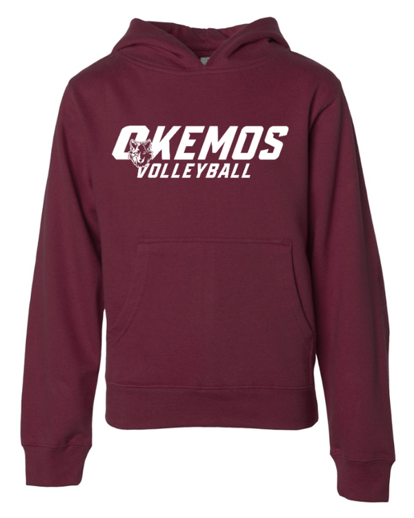 Custom Apparel - Screen Printing - CMS Okemos Volleyball - Youth Midweight Hoodie Maroon PERSONALIZATION AVAILABLE - CMS Okemos Volleyball - 16494