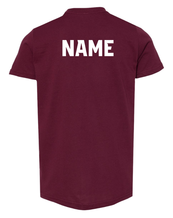 Custom Apparel - Screen Printing - CMS Okemos Volleyball - Youth T-Shirt Maroon/ Dk Grey PERSONALIZATION AVAILABLE - CMS Okemos Volleyball - 16494