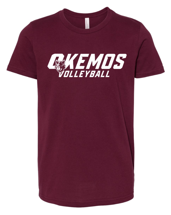 Custom Apparel - Screen Printing - CMS Okemos Volleyball - Youth T-Shirt Maroon/ Dk Grey PERSONALIZATION AVAILABLE - CMS Okemos Volleyball - 16494