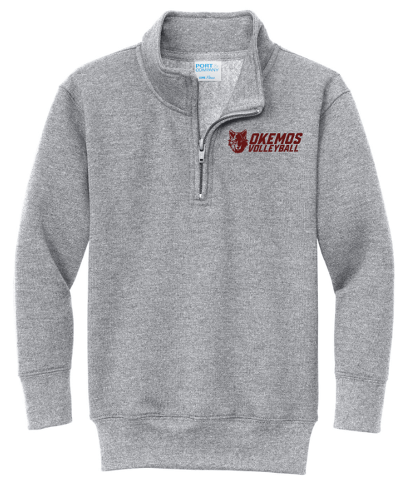 Custom Printed Apparel | CMS Volleyball 2025 - Youth Fleece Quarter Zip Athletic Heather - CMS Volleyball - 18294