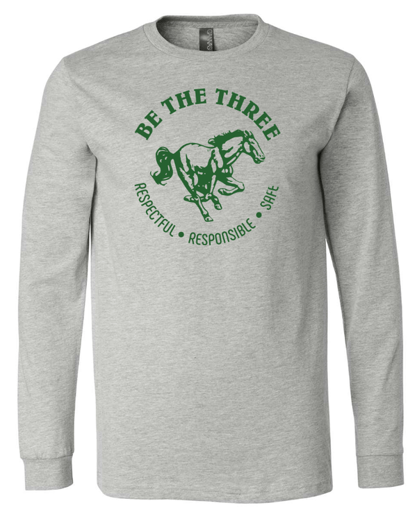 Custom Apparel - Screen Printing - Coopersville - Be the Three - Adult Unisex Long Sleeve T-Shirt (Grey / White / Forest) - Coopersville - Be the Three - 16774