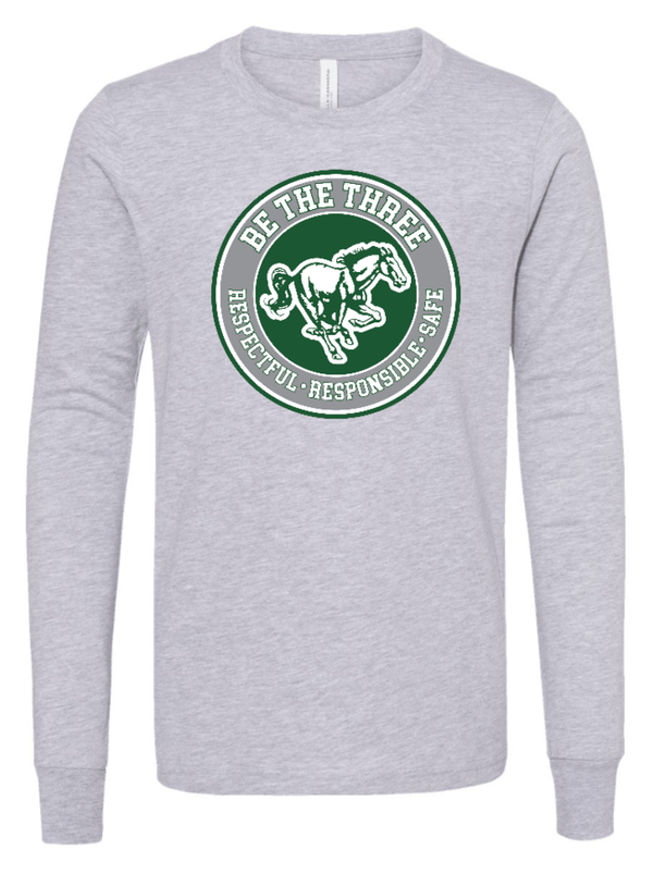 Custom Printed Apparel | Coopersville "Be The Three" Fall 2025 - Youth Athletic Heather Long Sleeve Circle Design - Coopersville "Be The Three" F25 - 18612