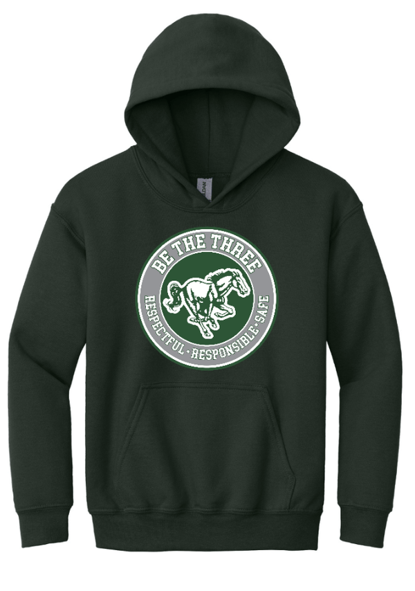 Custom Printed Apparel | Coopersville "Be The Three" Fall 2025 - Youth Hoodie Circle Design (Forest Green/Grey) - Coopersville "Be The Three" F25 - 18612