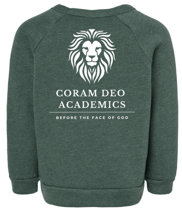 Custom Printed Apparel | Coram Deo Fall 2025 - Toddler Crewneck Sweatshirt (Navy/Forest Green) - Coram Deo Fall 2025 - 18452