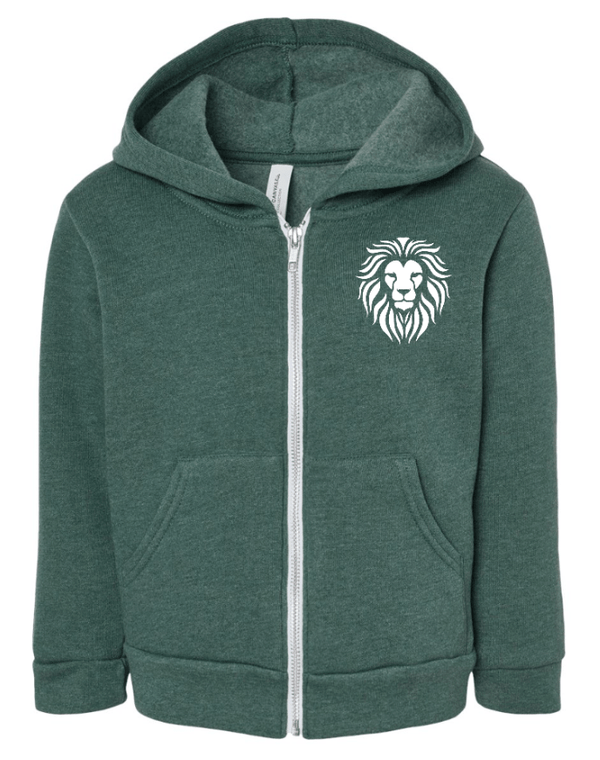 Custom Printed Apparel | Coram Deo Fall 2025 - Toddler Full Zip Hooded Sweatshirt (Forest Green/Navy) - Coram Deo Fall 2025 - 18452