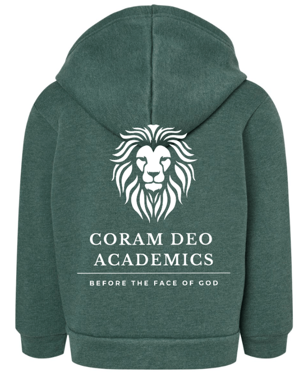 Custom Printed Apparel | Coram Deo Fall 2025 - Toddler Full Zip Hooded Sweatshirt (Forest Green/Navy) - Coram Deo Fall 2025 - 18452