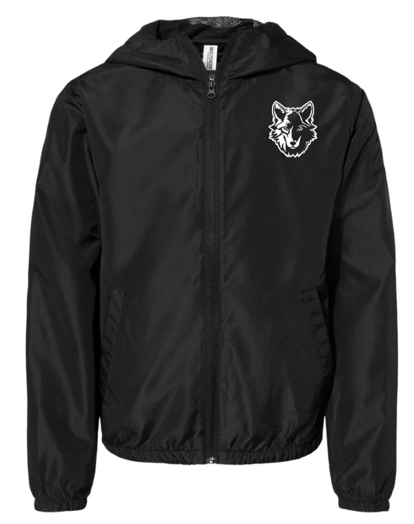 Custom Apparel - Screen Printing - Cornell Elementary Summer 2025 - Youth Lightweight Windbreaker Jacket **Black with Graphite / Black** - Cornell Summer 2025 - 17926