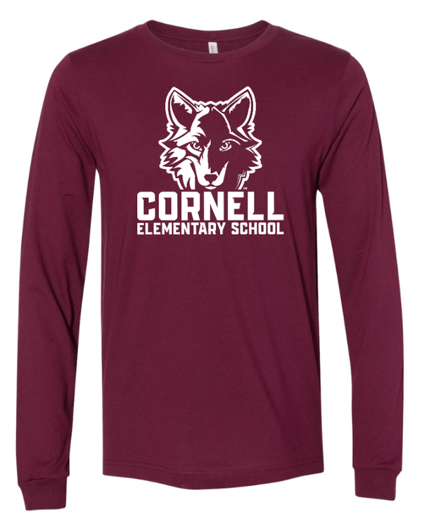 Custom Apparel - Screen Printing - Cornell Fall/Winter - Adult Long Sleeve T-Shirt (Dark Grey / Maroon) - Cornell Fall/Winter - 16694