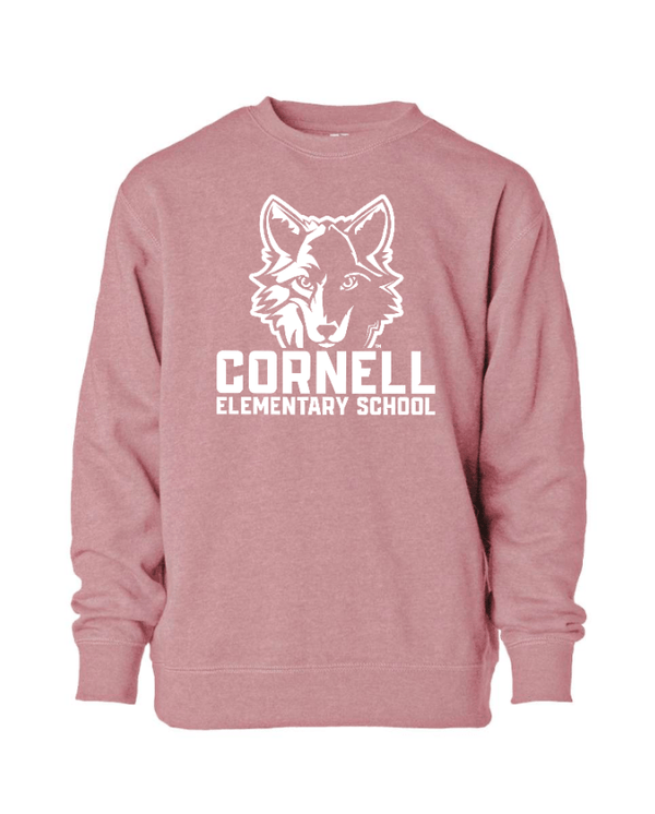 Custom Apparel - Screen Printing - Cornell Fall/Winter - Youth Lightweight Special Blend Crewneck Sweatshirt (Black/ Orchid) - Cornell Fall/Winter - 16694