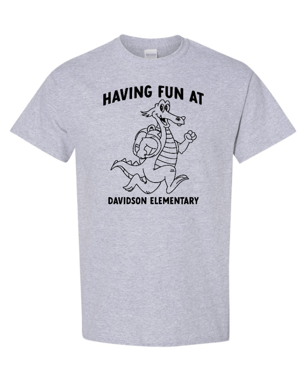 Custom Printed Apparel | Davidson Elementary - Adult Heavy Cotton T-Shirt "Having Fun at Davidson Elementary" Design - Davidson Elementary - 18150