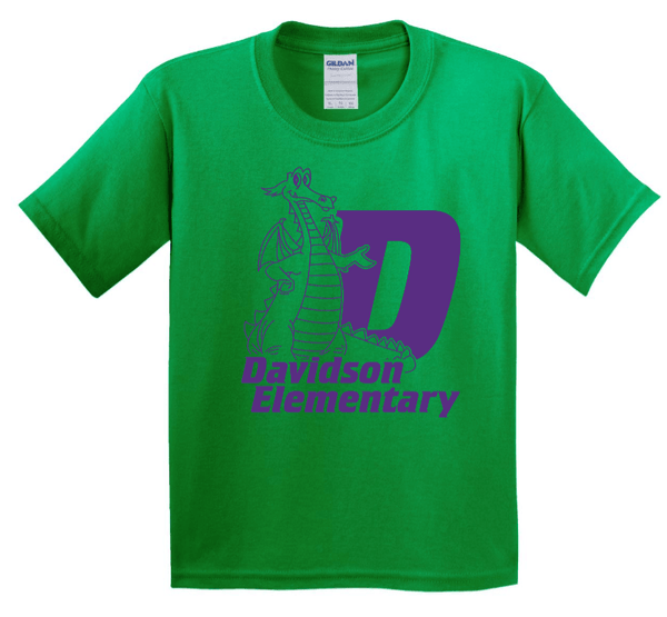 Custom Printed Apparel | Davidson Elementary - Youth Heavy Cotton T-Shirt "Davidson D" Design - Davidson Elementary - 18150