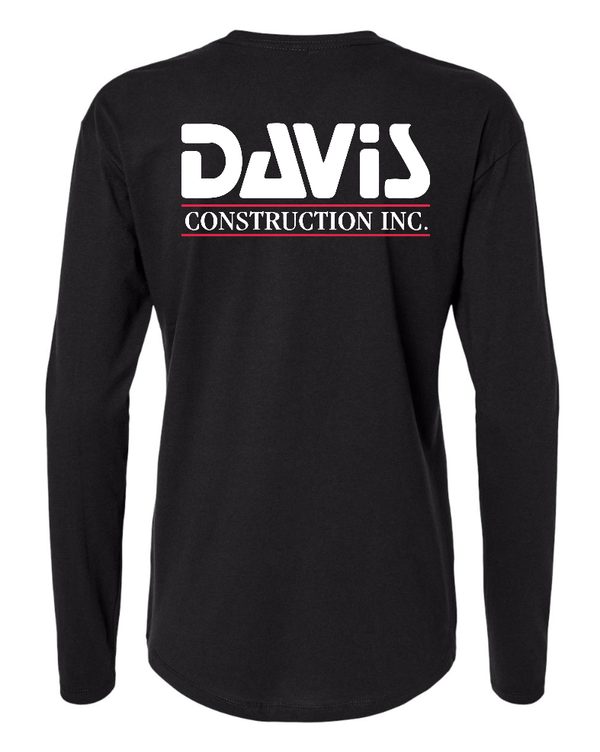 Custom Apparel - Screen Printing - Davis Construction - Women's Cotton Relaxed Long Sleeve T-Shirt - Davis Construction - 15068