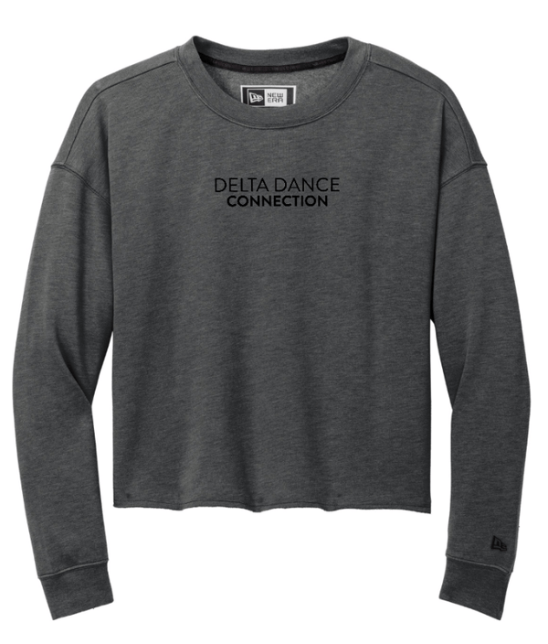 Custom Printed Apparel | Delta Dance Connection Fall 2025 - Women's Black Heather Fleece Crop Crewneck Text Design - Delta Dance F25 - 18488