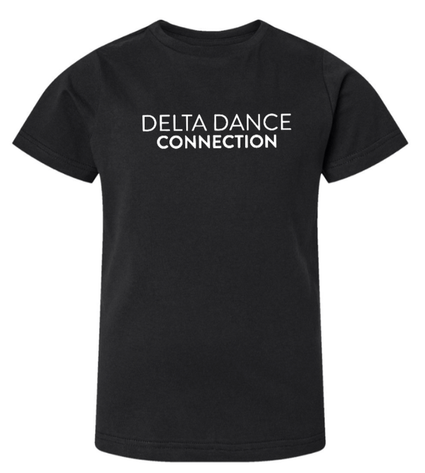 Custom Printed Apparel | Delta Dance Connection Fall 2025 - Youth T-Shirt Text Design (Black/Saltwater) - Delta Dance F25 - 18488