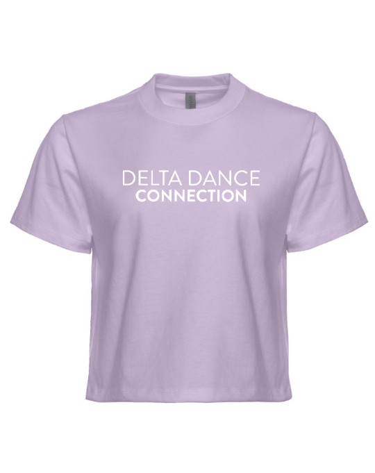 Custom Apparel - Screen Printing - Delta Dance Connection - Women's Logo Boxy T-Shirt (Lavender / Shiitake) - Delta Dance Connection - 16948