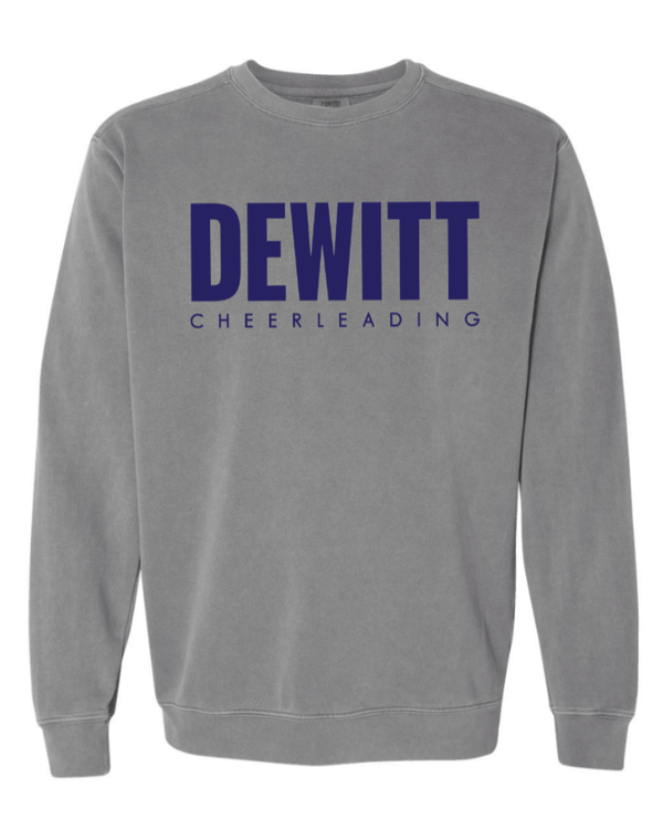 Custom Apparel - Screen Printing - DeWitt Jr. Panthers Competitive Cheer - Adult Unisex Comfort Colors Crewneck Sweatshirt - DeWitt Jr. Panthers Competitive Cheer - 17099