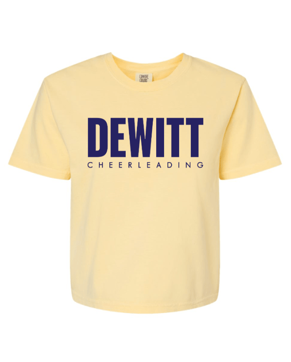 Custom Apparel - Screen Printing - DeWitt Jr. Panthers Competitive Cheer - Women's Comfort Colors Heavyweight Cropped Boxy T-Shirt - DeWitt Jr. Panthers Competitive Cheer - 17099