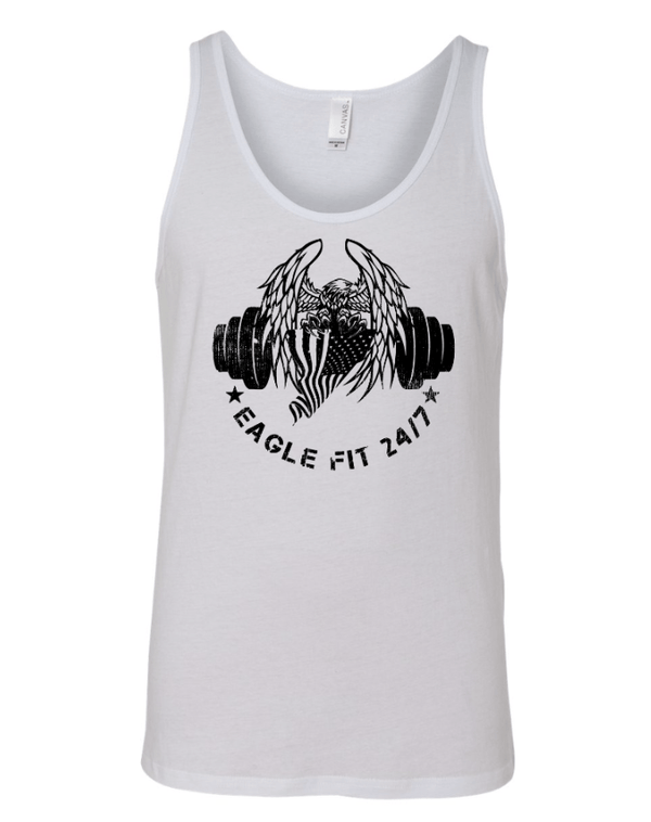 Custom Apparel - Screen Printing - Eagle Fit 24/7 Spring 2025 - Unisex Jersey Tank (Black / White) - Eagle Fit 2025 - 17553