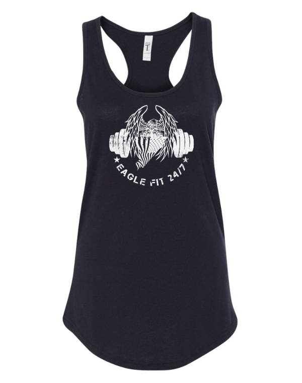 Custom Apparel - Screen Printing - Eagle Fit 24/7 Spring 2025 - Women's Racerback Tank (Black / White) - Eagle Fit 2025 - 17553