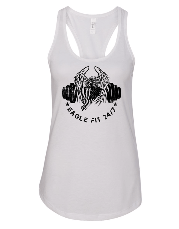 Custom Apparel - Screen Printing - Eagle Fit 24/7 Spring 2025 - Women's Racerback Tank (Black / White) - Eagle Fit 2025 - 17553