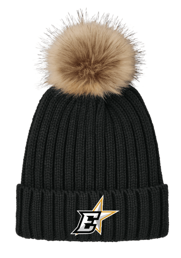 Custom Printed Apparel | Eastside Stars 2025 - Black Faux Fur Pom Beanie - Eastside Stars F25 - 18643