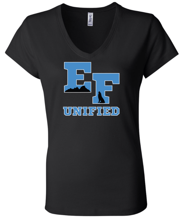 Custom Printed Apparel | EFHS Unified Sports Fall 2025 - Women's V - Neck Tee (Athletic Heather/Black) - EFHS Unified Sports F 25 - 18350