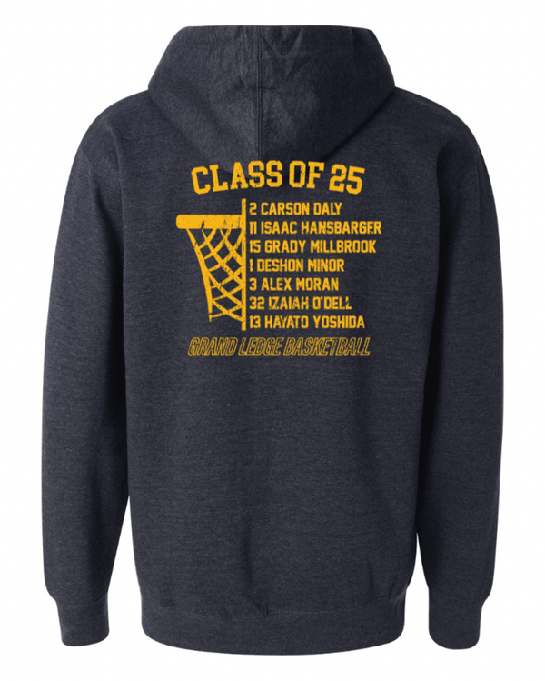 Custom Apparel - Screen Printing - GL Basketball / Seniors - Mid - Weight Navy Heather Hoodie - GL Basketball / Seniors - 17137