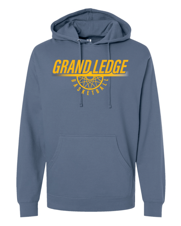 Custom Apparel - Screen Printing - Grand Ledge Basketball 2024 - Blue Midweight Hoodie - Grand Ledge Basketball - 17171
