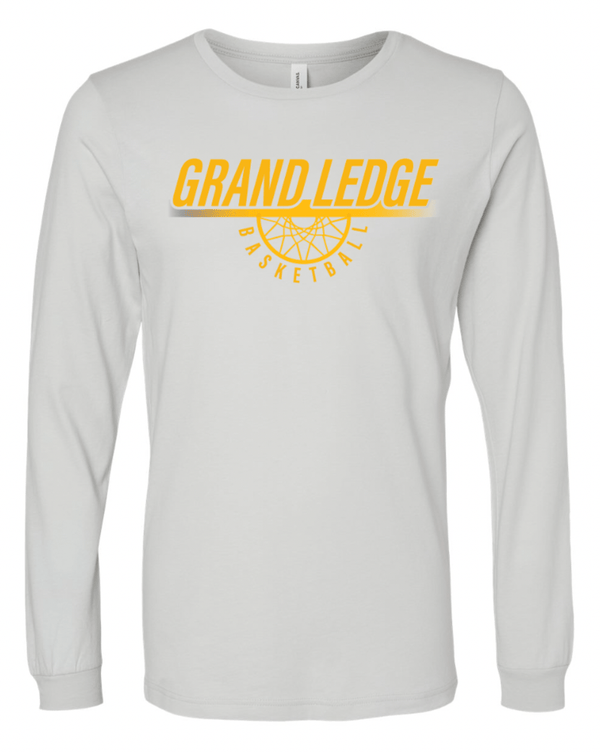 Custom Apparel - Screen Printing - Grand Ledge Basketball - Silver Jersey Long Sleeve Tee - Grand Ledge Basketball - 17171