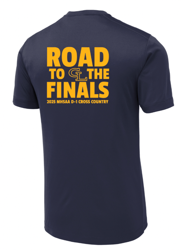 Custom Printed Apparel | Grand Ledge Cross Country Finals - Adult Navy Performance T-Shirt - GL Cross Country Finals - 18634