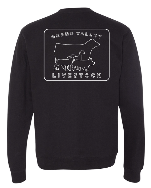 Custom Apparel - Screen Printing - Grand Valley Livestock - Midweight Crewneck Sweatshirt (Black / Dark Green) - Grand Valley Livestock - 17568