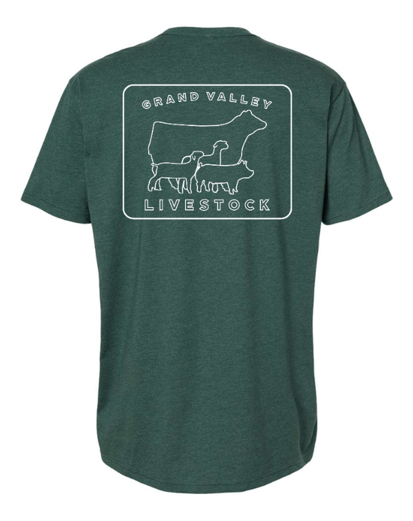 Custom Apparel - Screen Printing - Grand Valley Livestock - Unisex T-Shirt (Forest / Charcoal / Black) - Grand Valley Livestock - 16251