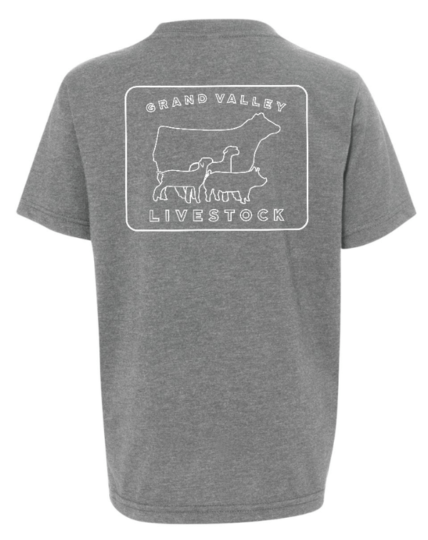 Custom Apparel - Screen Printing - Grand Valley Livestock - Youth T-Shirt (Grey / Black) - Grand Valley Livestock - 17568