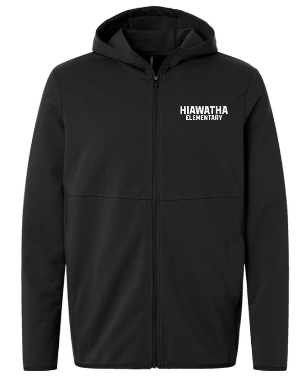 Custom Printed Apparel | Hiawatha Back to School 2025 - Adult Performance Full - Zip Hooded Sweatshirt Black (Wolves Logo/Hiawatha Elementary) - Hiawatha Back to School 2025 - 18289