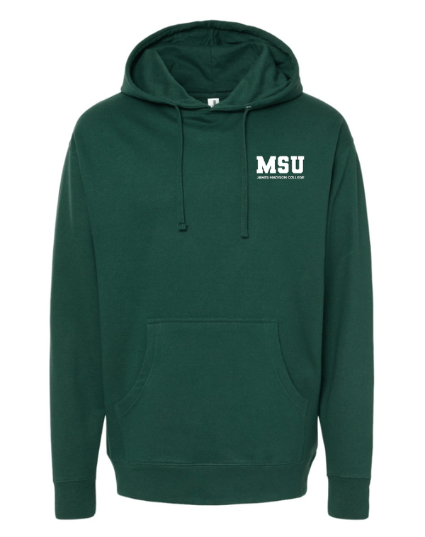 Custom Apparel - Screen Printing - James Madison MSU - Midweight Hooded Sweatshirt (Forest Green / Black) - James Madison MSU - 16896